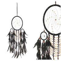 80cm Black Dream Catcher Tribal Style With Feathers and Beads
