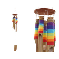 1pce 5 Tube Bamboo Windchime with Rainbow Detailing