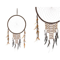 50cm Brown Tribal Design Jumbo Dream Catcher with Beads & Feathers