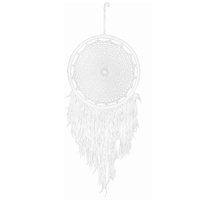 120cm White Crochet Jumbo Dream Catcher with Feathers and Beads