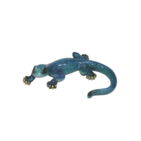 1pce Blue 10cm Marble Lizard Reptile Resin Home Decor Ornament 