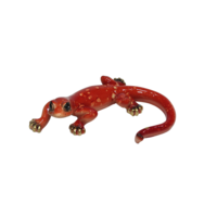 1pce Orange 10cm Marble Lizard Reptile Resin Home Decor Ornament 