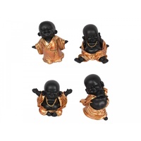 10cm Bronze Robed Cute Happy Fat Monks, Rare Colour & Cheeky