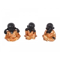 16cm Bronze Robed Cute Happy Fat Monks Sitting, Rare Colours