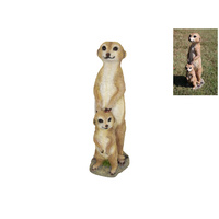 38cm Meerkat Statue, Realistic Mother with Child Posing
