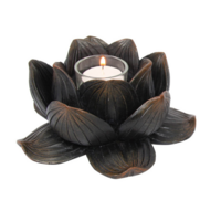 1pce 16cm Lotus Flower Decor Candle Holder, Made of Resin, Meditation Ornament