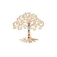 45cm Tree of Life Gold Metal Wall Art with Chakra Colours