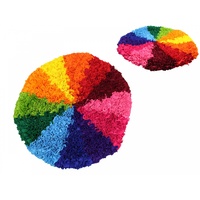 1X 55Cm Circle Shaped, Multi Coloured, Rainbow Rug, Home Deco
