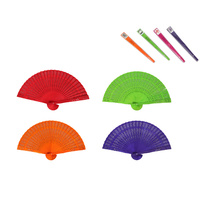 1pce Scented Colour Folding Hand Fan Wooden Detailing