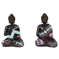 1pce 12cm Sitting Buddha Figurine with Tribal Cloth Robe