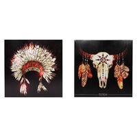 40cm Tribal Head Piece & Cow Skull Canvas Picture Frame
