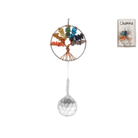 6cm Suncatcher with Tree of Life Design & Crystal Gemstones Creates Rainbow