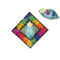 Rainbow Cone Incense Gift Pack with Frangipani / Leaf Holder