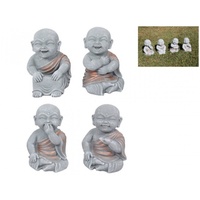 13cm Cute Concrete Buddha with Golden Robe, Great as Home Dรฉcor or Garden, Four Designs