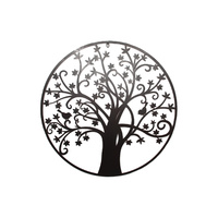 80cm Round Tree of Life Wall Art Piece Metal / Black