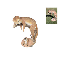35cm Sleeping Meerkat with Baby, Realistic Figurine Statue