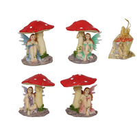 1pce 5cm Fairy Sitting under Mushroom for Fairy Garden Resin with Glitter Wings