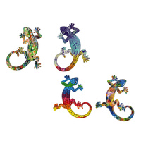 20cm Funky Rainbow Decor Lizards Wall Art, Groovy Vibrant Retro Style