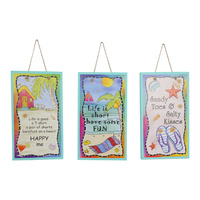 1pce 25cm Funky Beach Scene Plaque with Quotes