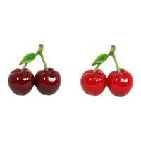 1pce 17cm Pair of Jumbo Red Cherries on Stem, Retro Kitchen Decor