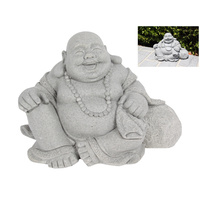 17cm Fat Happy Buddha in Grey Scale, Made of Resin