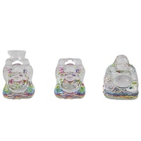 New 1pce 6cm Glass Multi Coloured / Rainbow Buddha