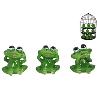 9cm Cute Goofy Sitting Green Frogs in Hear, See, Speak No Evil Poses