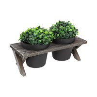 27cm Wooden Novelty Garden Pot Pair Holder, Picnic Bench Design