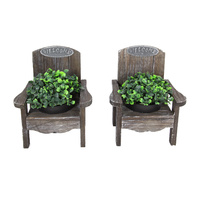 1pce 20cm Wooden Novelty Garden Pot Holder, Welcome Chair Design