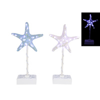 1pce 30cm Fairy Light Feature Starfish On Pedestal Decor