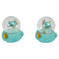 New 1pce 6.5cm Turtle Swimming Waterball Snow Globe 2 Asstd Glitter Aqua Blue
