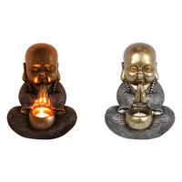 1pce 25cm Praying Buddha Monk with Silver Robe, Tealight Candle Holder