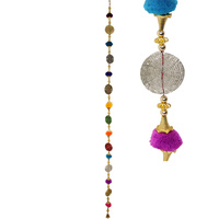 137CM Pompom Hanger with metal disk hanger, bright colours home decor