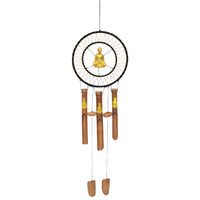 27cm Gold Buddha Dream Catcher and Bamboo Windchime Combo
