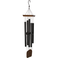 110cm Wooden Nature's Melody Windchime with Black Metal Tubes