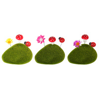 1pce 12cm Fairy Garden Faux Moss/Grass Rock Display