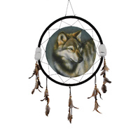 60cm Wolf Feature Dream Catcher, Tribal Urban Style
