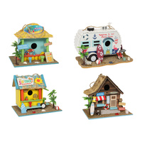 30cm Bird House Funky Ornamental Tropical Beach Scene