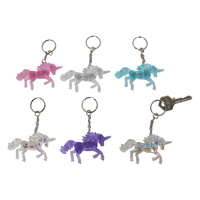 1pce 6.5cm Long Acrylic Unicorn Key Chain Rainbow Colours