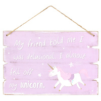 1pce 30cm Purple Unicorn Wording Plaque Cute Wall Hanging Gift