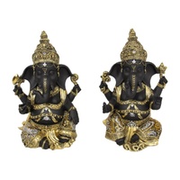 New 1pce 23cm Black and Gold Resin Ganesh 2