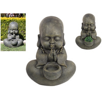 57cm Praying Buddha Monk with Pot Plant Holder, Resin Outdoor Statue