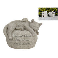 25cm Pet Memorial Rock with Angel Cat Inspirational