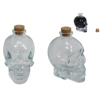 9cm Clear Glass Skull Shaped Decanter with Cork Top