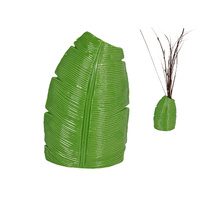 1pce Ceramic Green Leaf Vase Home Decor Tropical Style