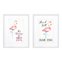 1pce 45cm Flamingo Theme Framed Canvas Wall Art with Sassy Quote
