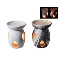 1pce 11cm Ceramic Oil Burner in Marble Design Matte Finish