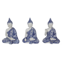 12cm Blue Willow Rulai Buddha, Meditating Design
