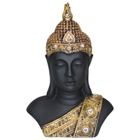 1pce 25cm Rulai Buddha Bust Matte Black & Gold