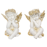 1pce 20cm Memorial Cherub Figurine with Gold Detailing